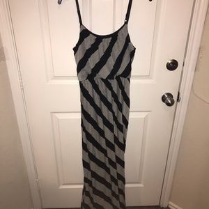 Black and Gray striped maxi dress